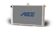 AFCO Aluminum Satin Radiator Cage Mount Double Pass 3/4 NPT Female Inlet/Outlet for Mini/Micro Sprint - 21" W x 12" T - 80207 80207