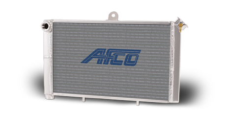 AFCO Aluminum Satin Radiator Cage Mount Double Pass 3/4 NPT Female Inlet/Outlet for Mini/Micro Sprint - 21" W x 12" T - 80207 80207
