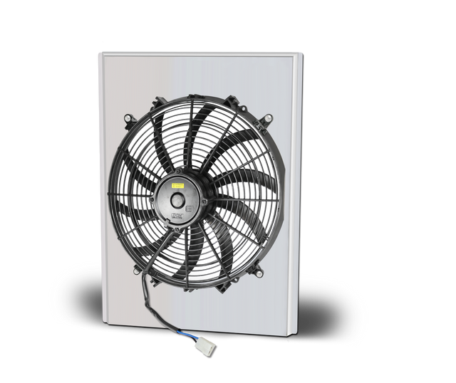 AFCO Aluminum Polish Fan And Shroud 16.88 Wide X 22.25 Tall Fits 80145, 80146, 81145, 81146 Radiator With No Transcooler - 80417FANZ 80417FANZ