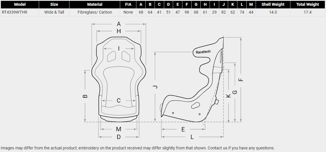 Racetech 339 Stockcar Seat (RT4339WTHR)