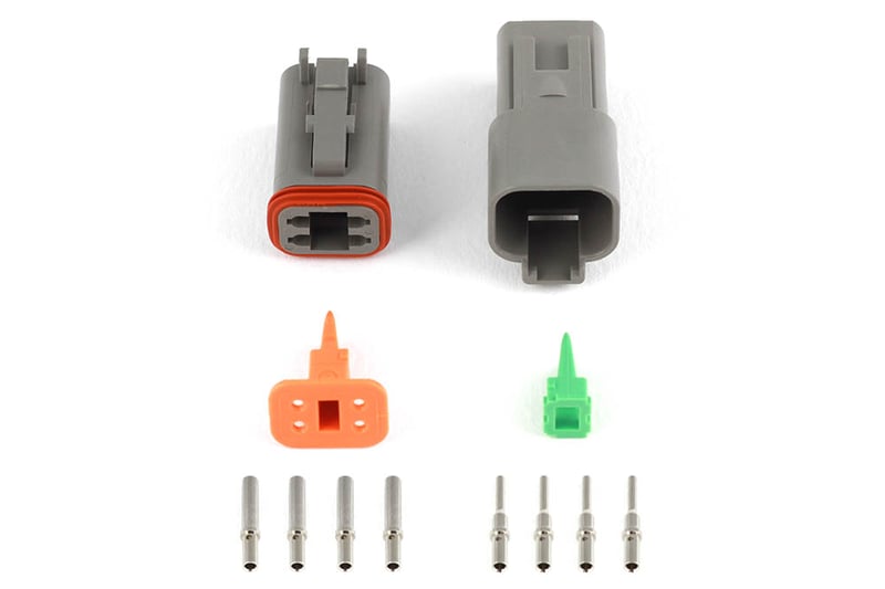 Haltech Plug and Pins Only - Matching Set of Deutsch DT-4 Connectors (DT06-4S + DT04-4P) - (13 Amp)