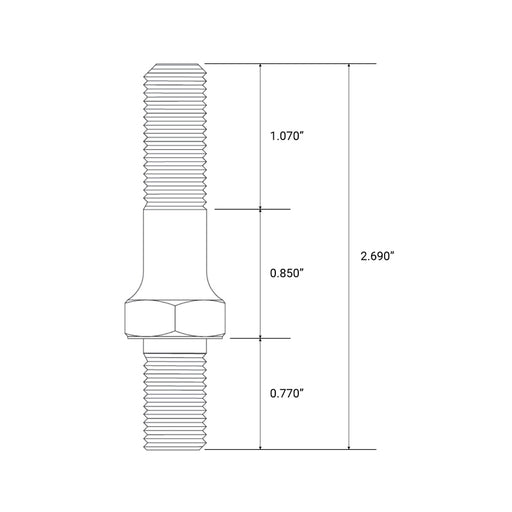 Proflow Rocker Arm Screw In Stud Kit, 7/16, Top 7/16-14 in., Bottom 7/16-20 in. Universal, Chevrolet, Ford, Holden V8, Set Of 16 - PFE-42288-16