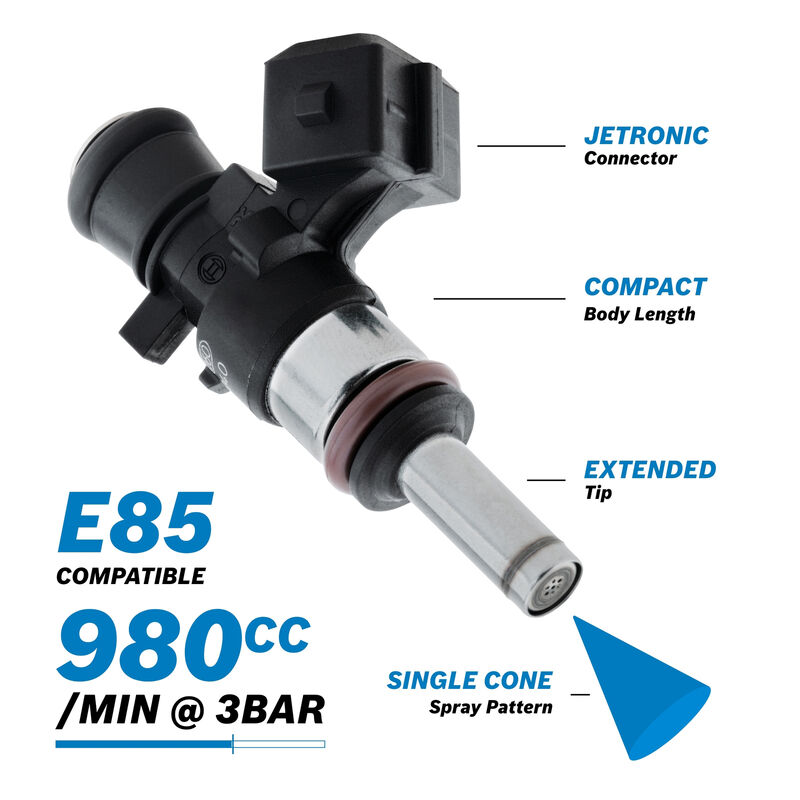 Proflow Bosch Motorsport Fuel Injector, 980cc, EV14 Jetronic, Short Body Length with Extended Tip, 0280158040, Each - PFE-INJ040