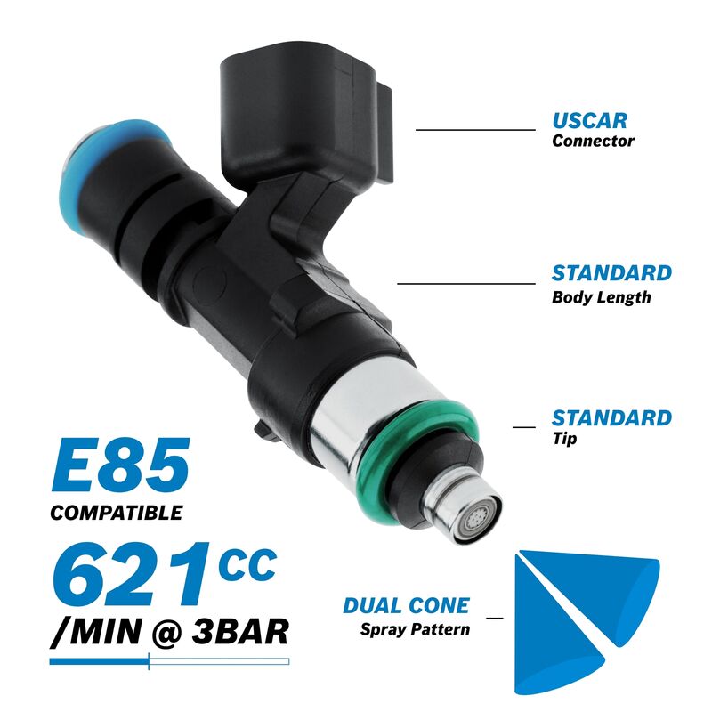 Proflow Bosch Motorsport Fuel Injector, 621cc, EV14 USCAR, Standard Body Length, 0280158298, Each - PFE-INJ298