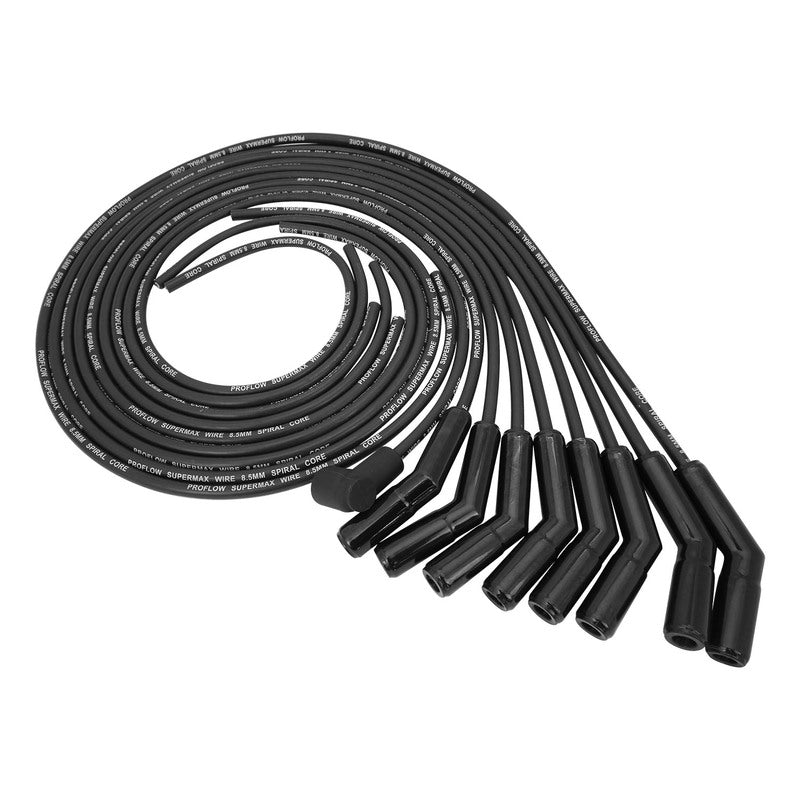 Proflow SuperMax Wire, Ignition Lead Kit, 8.5mm Spiral Core, Black, Ceramic 135 Deg Plug, Hei & Socket Cap, Universal, V8 with Separator Set - PFE-L85135BKC PFE-L85135BKC