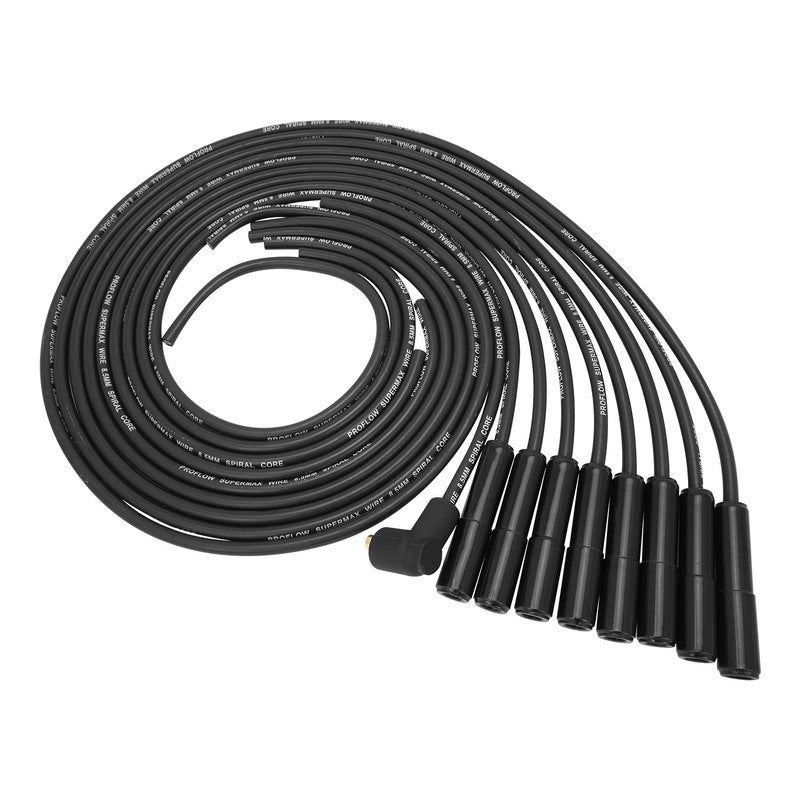 Proflow SuperMax Wire, Ignition Lead Kit, 8.5mm Spiral Core, Black, Ceramic Straight Plug, Hei & Socket Cap, Universal, V8 with Separator Set - PFE-L85180BKC PFE-L85180BKC