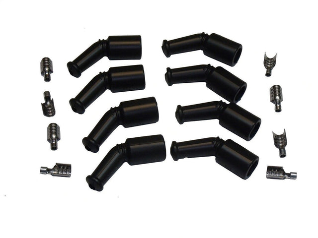 Proflow SuperMax Wire, LS Ignition Coil Boot and Terminal, Black 135 Deg, Chev For Holden, LS, 8 Boots, 8 Terminals, Kit - PFE-LLSCBTKT PFE-LLSCBTKT