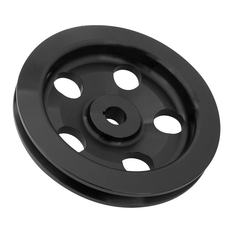 Proflow Power Steering Pulley, V-belt Style, Single Groove, Type 2 Pump .665in Press Fit, 5.80 in. O.D, Chev, Aluminum, Black - PFE-R3722BK