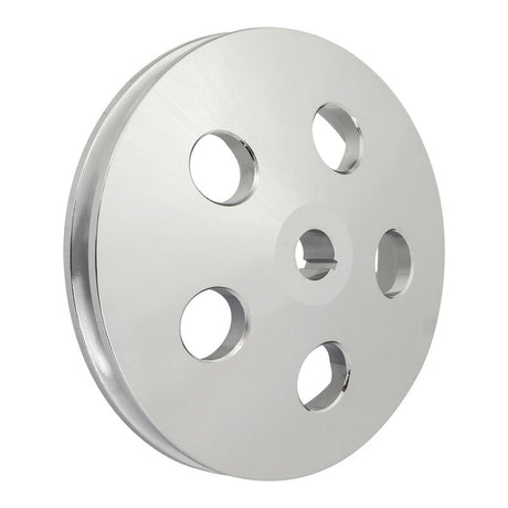 Proflow Power Steering Pulley, V-belt Style, Single Groove, Type 2 Pump .665in Press Fit, 5.80 in. O.D, Chev, Aluminum Chrome, - PFE-R3722C PFE-R3722C