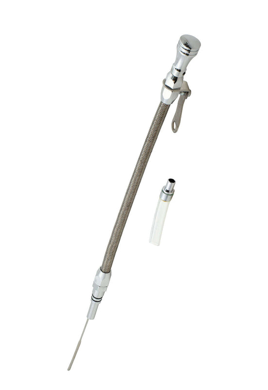 Proflow Engine Dipstick, Braided Stainless Steel Aluminium Finish Handle, For Chevrolet, Big Block, Each - PFE-R5003 PFE-R5003