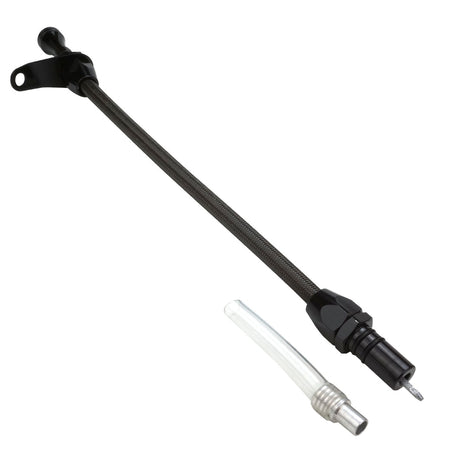Proflow Transmission Dipstick, Black Braided Stainless Steel, Bellhousing Mount TH400, Case Fill, Each - PFE-R5005BK PFE-R5005BK
