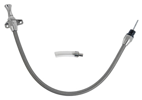 Proflow Transmission Dipstick, Braided Stainless Steel, Natural, Bellhousing Mount, 700R4, 4L60E, Each - PFE-R5006 PFE-R5006