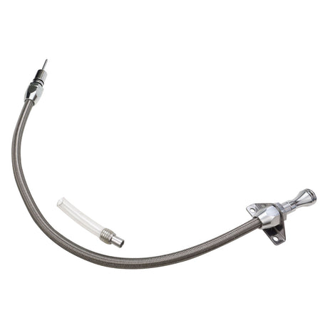 Proflow Transmission Dipstick, Braided Stainless Steel, Natural, Firewall Mount, 700R4, 4L60E, Each - PFE-R5106 PFE-R5106