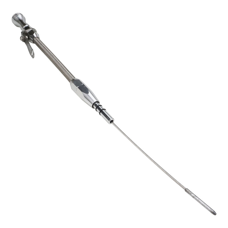 Proflow Engine Dipstick, Braided Stainless Steel, Tumble Polished, Press-In, For Ford, Small Block Windsor, Each - PFE-R5111 PFE-R5111