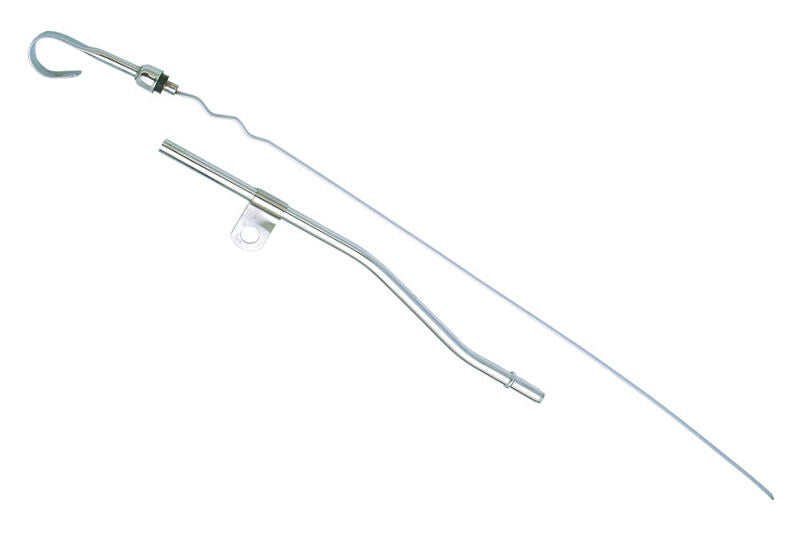 Proflow Engine Oil Dipstick with Tube, Fits Into Timing Cover, Steel, Chrome, SBF, Windsor V8, 289, 302, Each - PFE-R9221 PFE-R9221