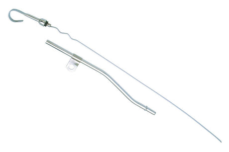 Proflow Engine Oil Dipstick with Tube, Fits Into Timing Cover, Steel, Chrome, SBF, Windsor V8, 289, 302, Each - PFE-R9221 PFE-R9221