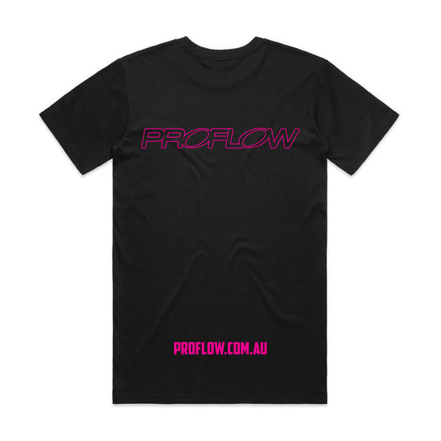 Proflow Pink Logo T-Shirt, Cotton, Black, Men's - PFE-TSHIRT2-P PFE-TSHIRT2-P