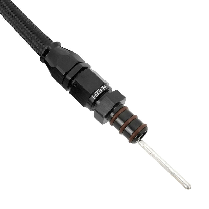 Proflow Transmission Dipstick, Braided Stainless Black, For Holden Commodore VE-VF, GM 6L80/6L80E, Billet Handle, Universal Firewall Mount, Each - PFE-XTD-6L80EFM
