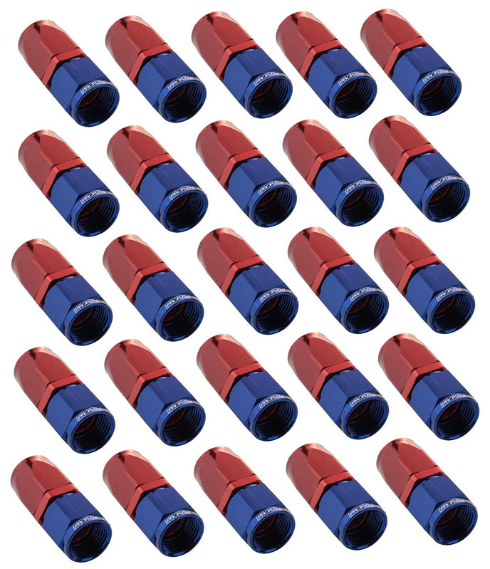 Proflow Bulk Pack Straight Hose End -06AN Hose to Female, Blue/Red 25pc - PFE101-06-25 PFE101-06-25