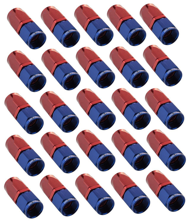 Proflow Bulk Pack Straight Hose End -06AN Hose to Female, Blue/Red 25pc - PFE101-06-25 PFE101-06-25