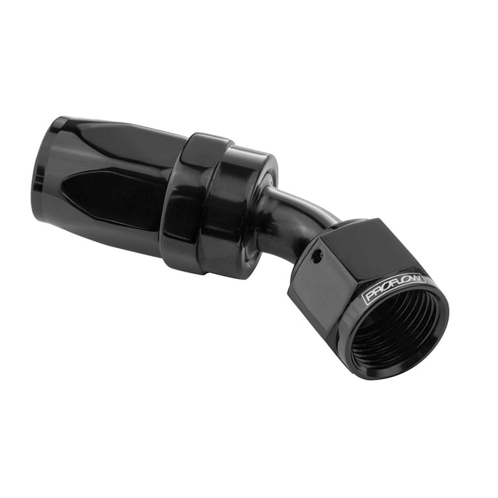 Proflow 45 Degree Hose End -04AN Hose to Female, Black - PFE102-04BK