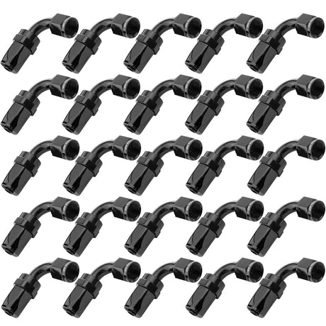 Proflow Bulk Pack 90 Degree Hose End -06AN Hose to Female, Black 25pc - PFE103-06BK-25 PFE103-06BK-25