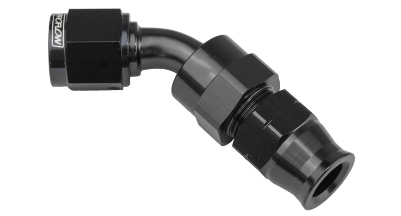 Proflow 5/16in. Tube 45 Degree To Female -06AN Hose End Tube Adaptor, Black - PFE112-05BK