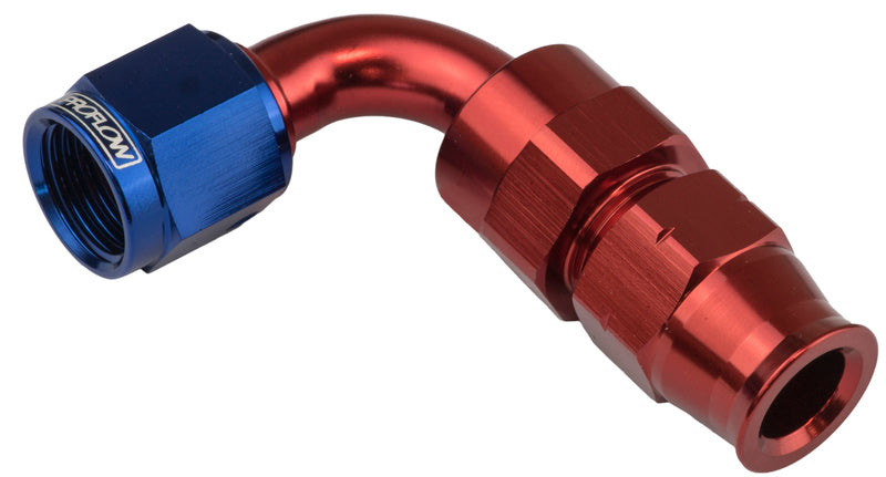 Proflow 5/16in. Tube 90 Degree To Female -06AN Hose End Tube Adaptor, Blue/Red - PFE113-05