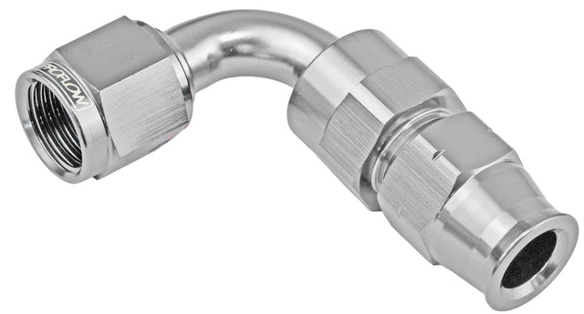 Proflow 3/8in. Tube 90 Degree To Female -06AN Hose End Tube Adaptor, Silver - PFE113-06S PFE113-06S
