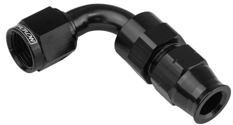 Proflow 1/2in. Tube 90 Degree To Female -08AN Hose End Tube Adaptor, Black - PFE113-08BK