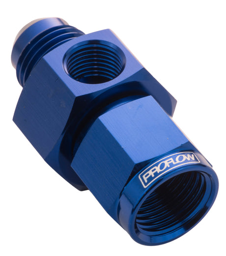 Proflow Straight Male Adaptor - Female Adaptor -08AN 1/8in. NPT Gauge Port Hose End, Blue - PFE140-08 PFE140-08