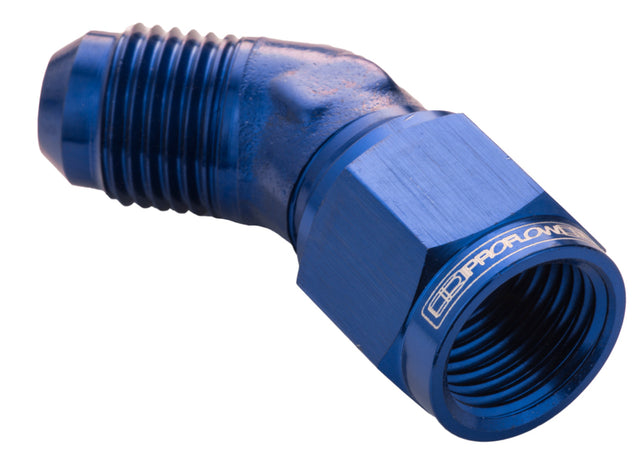 Proflow 45 Degree Male Adaptor - Female Adaptor Swivel Coupler Hose End -12AN, Blue - PFE142-12 PFE142-12