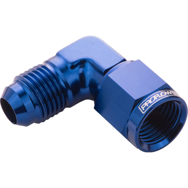 Proflow 90 Degree Male Adaptor - Female Adaptor Swivel Coupler Hose End -10AN, Blue - PFE143-10 PFE143-10