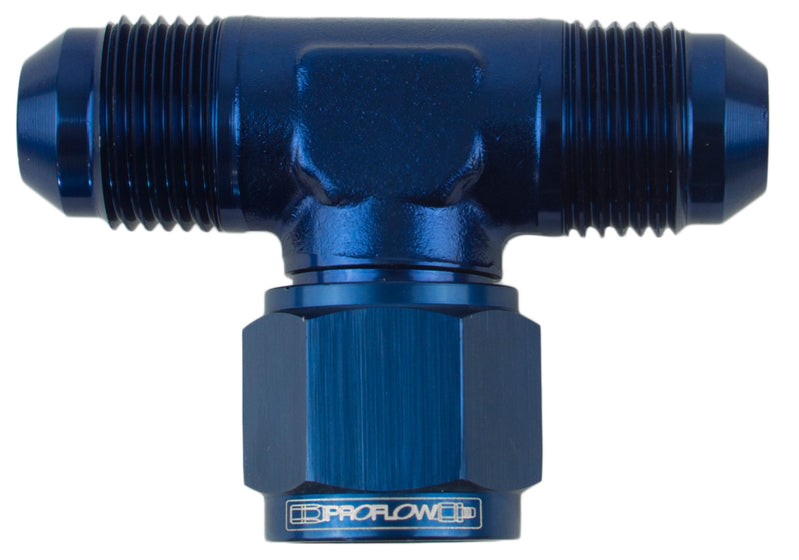 Proflow AN Tee -04AN Female Swivel Coupler Hose End On Side, Blue - PFE144-04 PFE144-04