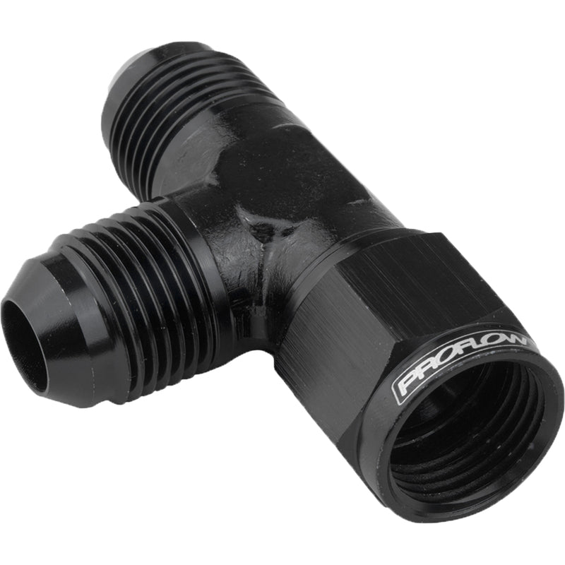 Proflow AN Tee -06AN Female Swivel Coupler Hose End On Run, Black - PFE145-06BK PFE145-06BK