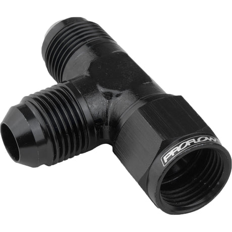Proflow AN Tee -08AN Female Swivel Coupler Hose End On Run, Black - PFE145-08BK PFE145-08BK