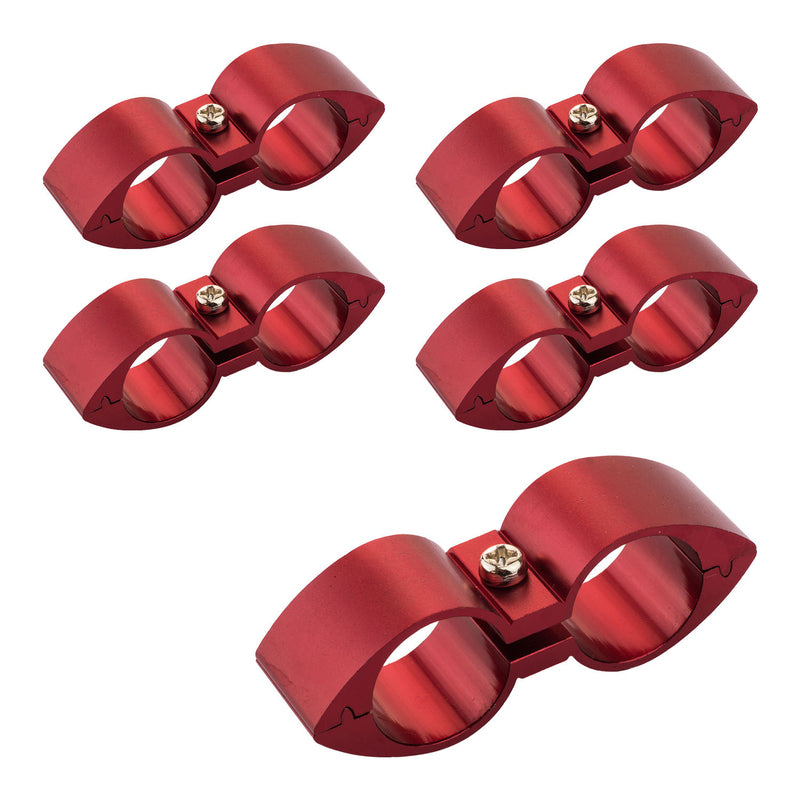 Proflow Twin Hose Clamp Separators, 5 pack, 06AN, Red, 14mm Hole - PFE155-06R PFE155-06R