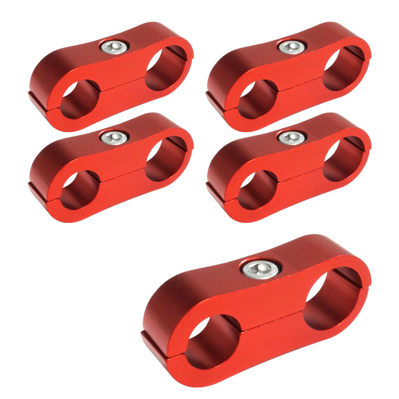 Proflow Billet Aluminium Hose & Tubing Clamp Separators, 5 pack,, Clamps, 19mm -24mm, Red - PFE156-12-15R PFE156-12-15R
