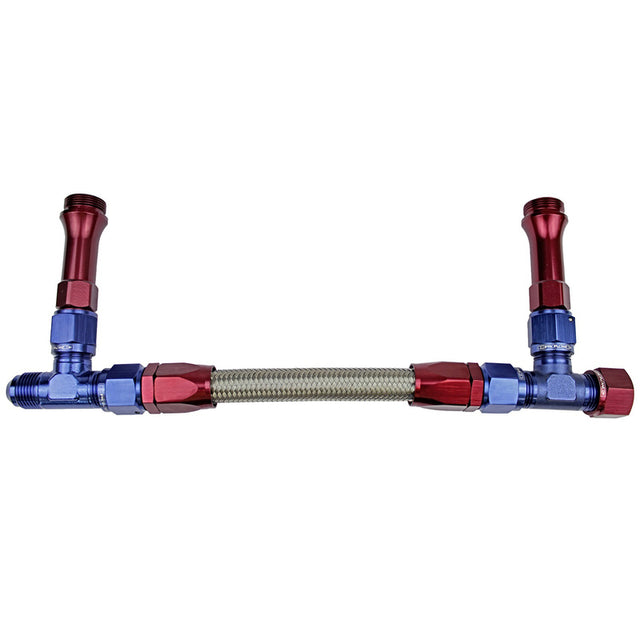 Proflow Fuel Line kit, Universal Demon 4150 -8 AN, Single Inlet, Swivel-Seal, Stainless Steel Hose, Blue/Red - PFE161-08 PFE161-08