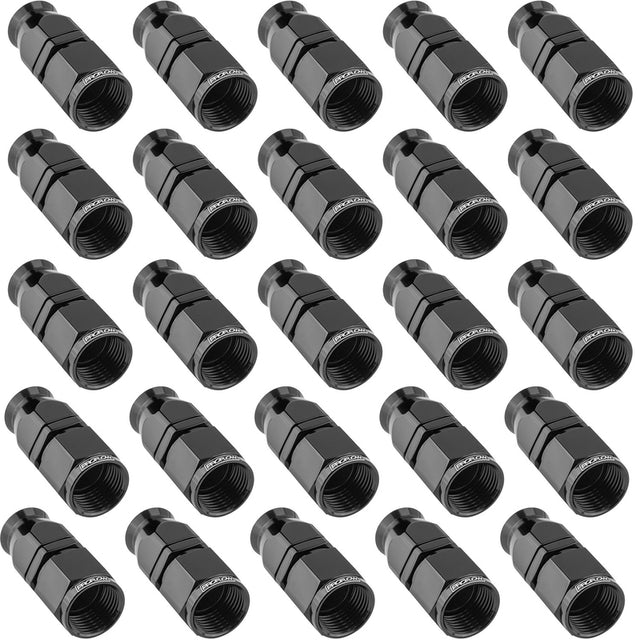 Proflow Bulk Pack Aluminium Straight Hose End -06AN For PTFE, Black, 25pc - PFE201-06DBK-25 PFE201-06DBK-25
