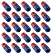 Proflow Bulk Pack Aluminium Straight Hose End -06AN For PTFE, Red/Blue, 25pc - PFE201-06DRB-25 PFE201-06DRB-25
