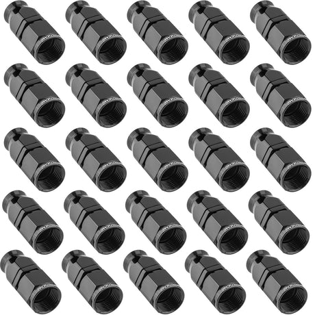 Proflow Bulk Pack Aluminium Straight Hose End -08AN For PTFE, Black, 25pc - PFE201-08DBK-25 PFE201-08DBK-25