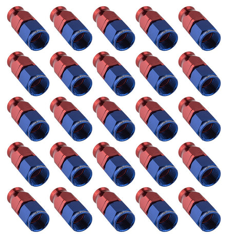 Proflow Bulk Pack Aluminium Straight Hose End -06AN For PTFE, Red/Blue, 25pc - PFE201-08DRB-25 PFE201-08DRB-25