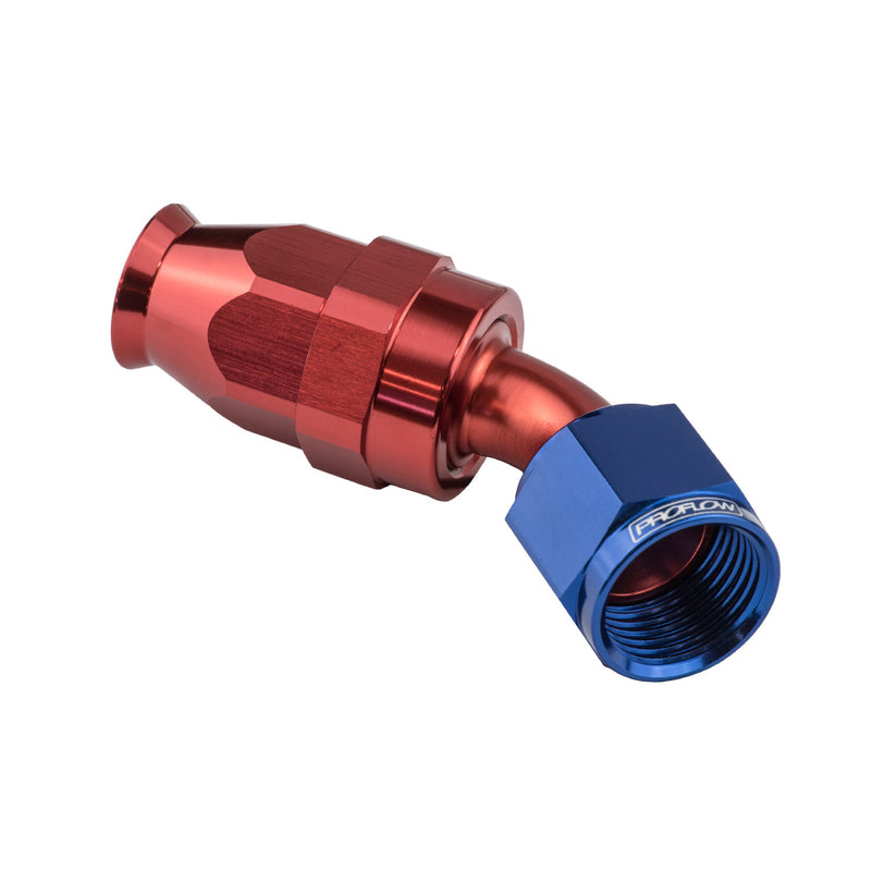 Proflow Aluminium 45 Degree Hose End Hose End For -03AN PTFE Hose, Red/Blue - PFE202-03DRB PFE202-03DRB