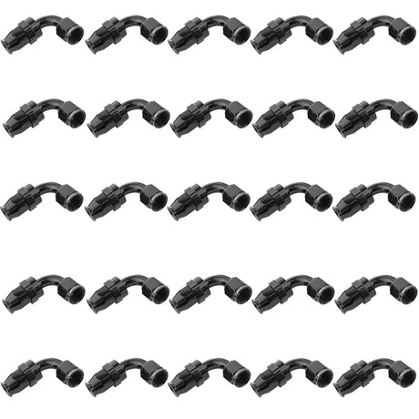Proflow Bulk Pack Aluminium 90 Degree Hose End -08AN PTFE Hose, Black, 25pc - PFE203-08DBK-25 PFE203-08DBK-25
