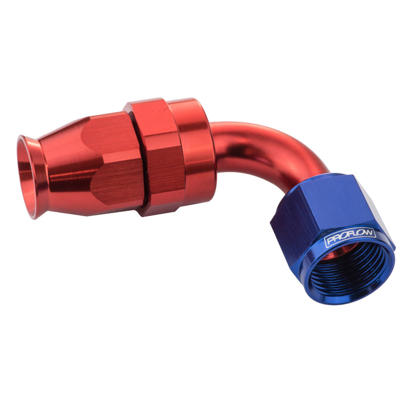 Proflow Aluminium 90 Degree Hose End Hose End For -08AN PTFE Hose, Red/Blue - PFE203-08DRB PFE203-08DRB