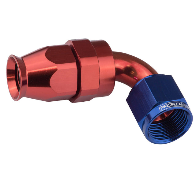 Proflow Aluminium 120 Degree Hose End Hose End For -08AN PTFE Hose, Red/Blue - PFE204-08DRB PFE204-08DRB