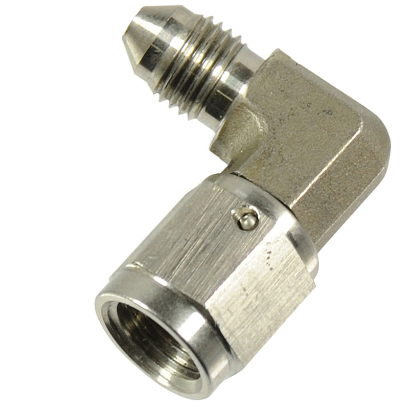 Proflow Stainless Steel Brake Adaptor 90 Degree Male -04AN To Female -04 - PFE251-04 PFE251-04
