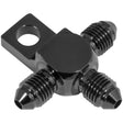Proflow Black Hose End Tee Block -03AN w/Mount Tab - PFE326-03BK PFE326-03BK