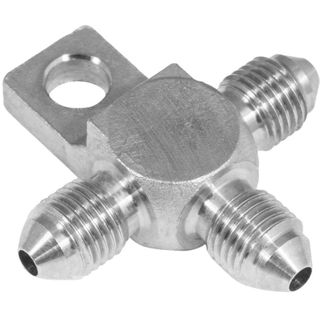 Proflow Stainless Steel Hose End Tee Block -03AN w/Mount Tab - PFE326-03 PFE326-03